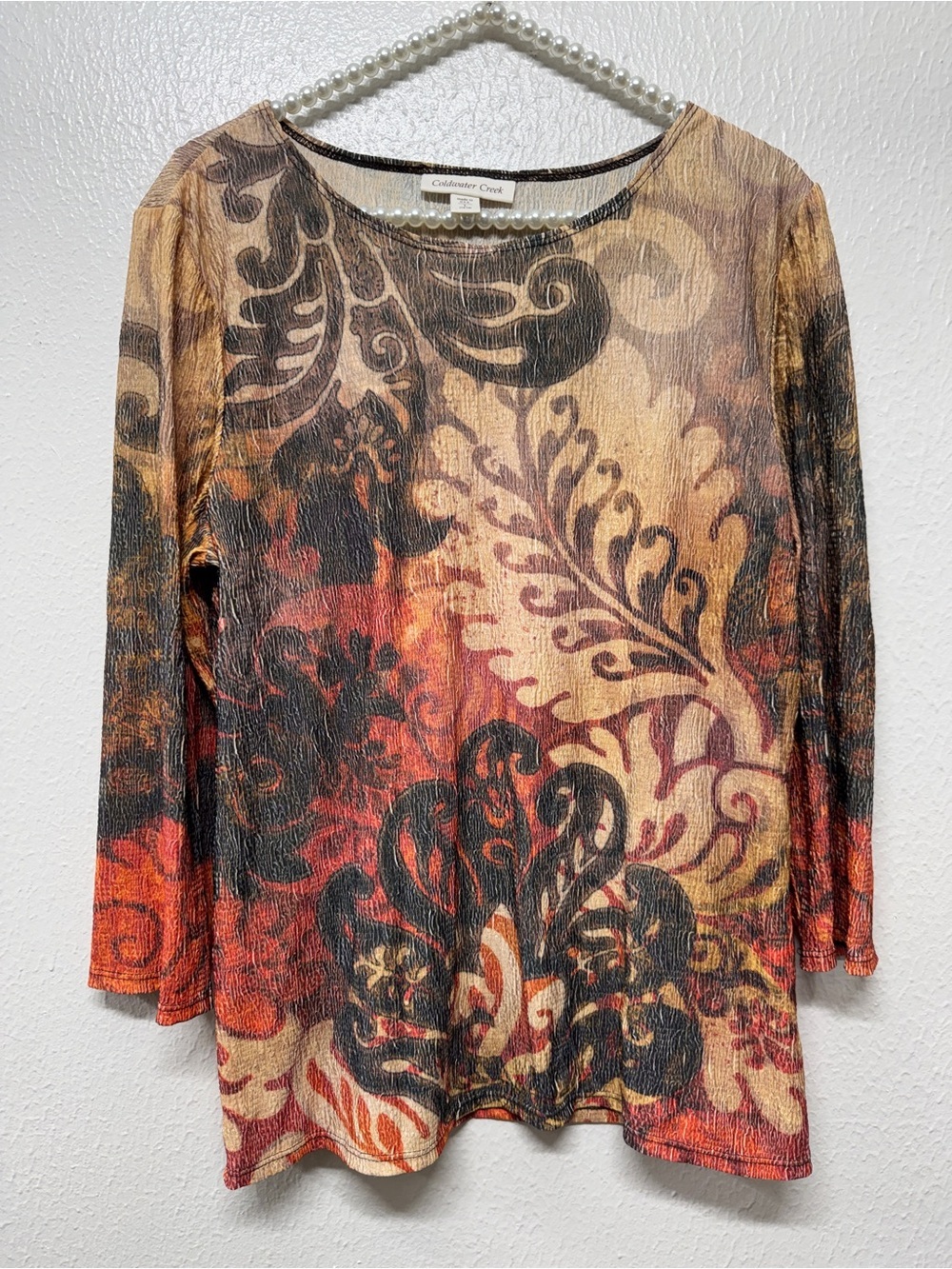 Coldwater Creek Women's Multicolor Printed Long-Sleeve Top